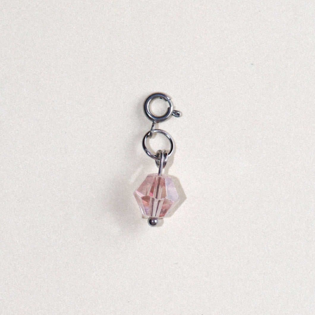 MON BAR - rose glass charm (silver)