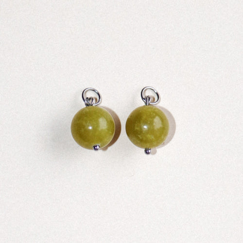 MON BAR - big green beads (silver)