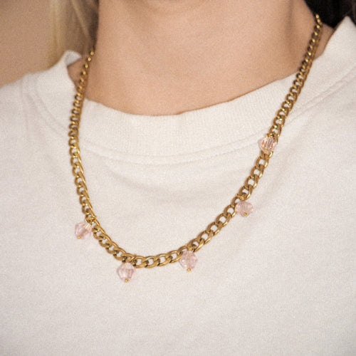 MON STUDIO - pink love necklace